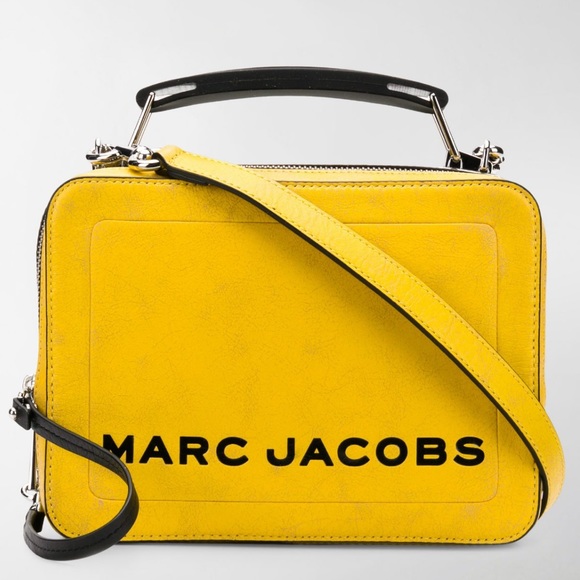 Marc Jacobs Yellow Textured Leather Square Handled Two Compartment Shoulder Bag - Picture 3 of 17